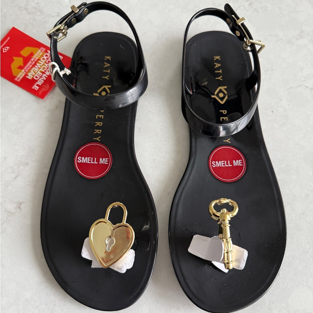 Katy Perry Collections Black Sandals with Gold Accents